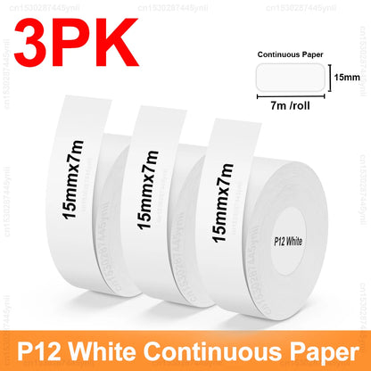 Portable Label Maker P12 Wireless Bluetooth Continuous Label Printer Handheld Machine DIY Self adhesive Continuous Label Tape