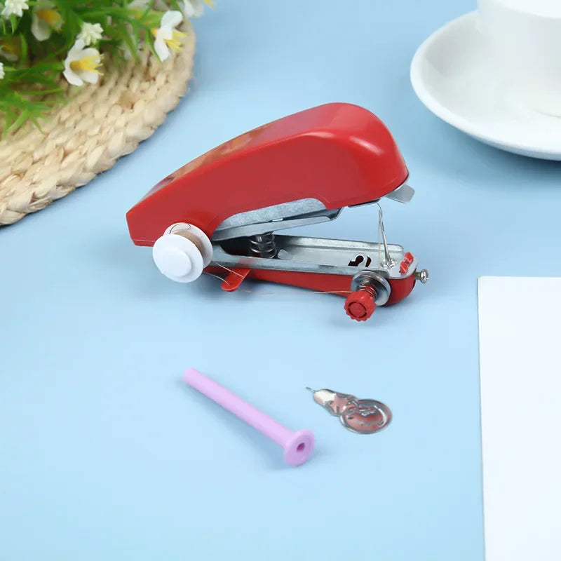 Home Handheld Sewing Machine Portable Outdoor Travel Clothes Fabrics DIY Stitching Sewing Tool Mini Manual Stitch Needlework