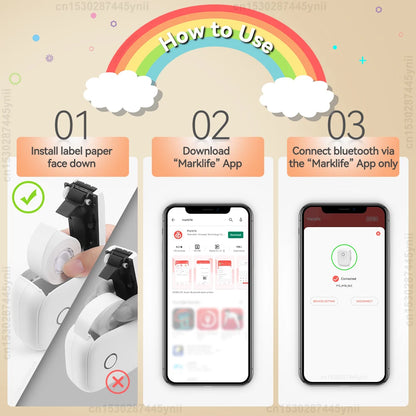 Portable Label Maker P12 Wireless Bluetooth Continuous Label Printer Handheld Machine DIY Self adhesive Continuous Label Tape