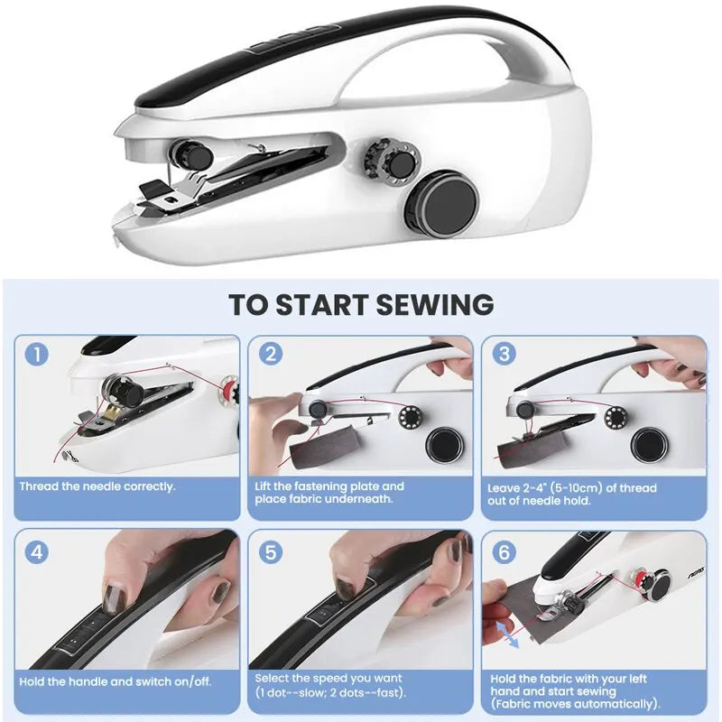 Mini Sewing Machine Handheld Mending Machine Plastic 2 Speed Single Thread Stitching Electric Sewing Small Gadget Dropshipping