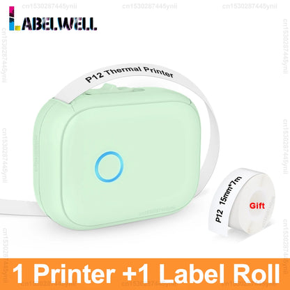 Portable Label Maker P12 Wireless Bluetooth Continuous Label Printer Handheld Machine DIY Self adhesive Continuous Label Tape