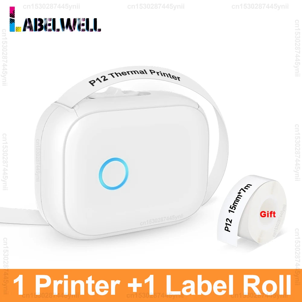 Portable Label Maker P12 Wireless Bluetooth Continuous Label Printer Handheld Machine DIY Self adhesive Continuous Label Tape