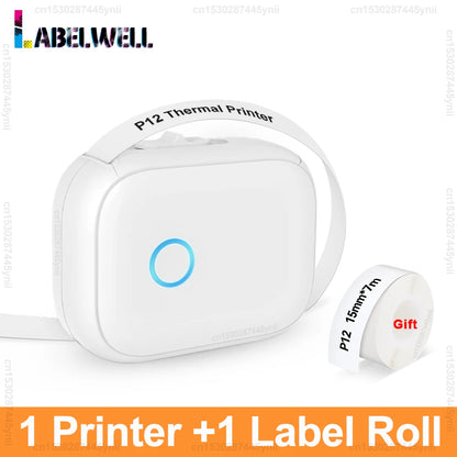Portable Label Maker P12 Wireless Bluetooth Continuous Label Printer Handheld Machine DIY Self adhesive Continuous Label Tape