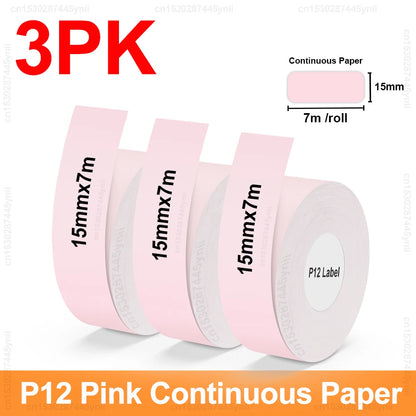 Portable Label Maker P12 Wireless Bluetooth Continuous Label Printer Handheld Machine DIY Self adhesive Continuous Label Tape