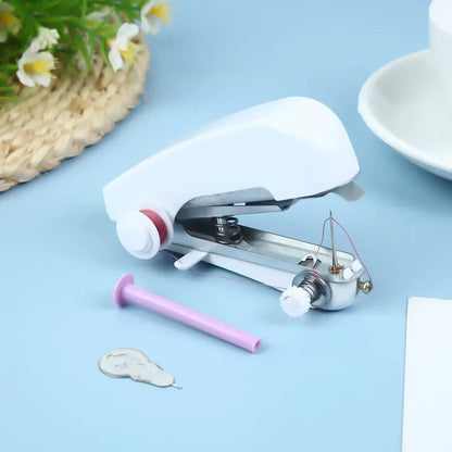 Home Handheld Sewing Machine Portable Outdoor Travel Clothes Fabrics DIY Stitching Sewing Tool Mini Manual Stitch Needlework