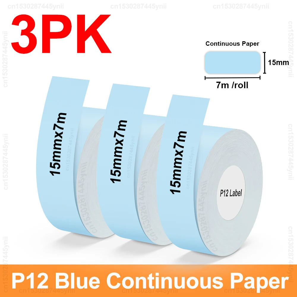 Portable Label Maker P12 Wireless Bluetooth Continuous Label Printer Handheld Machine DIY Self adhesive Continuous Label Tape