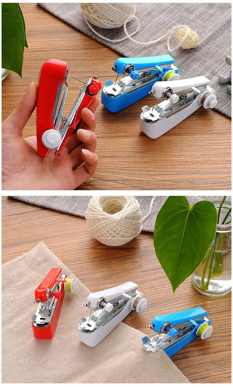 Home Handheld Sewing Machine Portable Outdoor Travel Clothes Fabrics DIY Stitching Sewing Tool Mini Manual Stitch Needlework