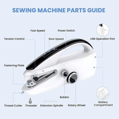 Mini Sewing Machine Handheld Mending Machine Plastic 2 Speed Single Thread Stitching Electric Sewing Small Gadget Dropshipping